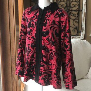 Notations Woman Size 2X Black and Red Zip Up Jacket